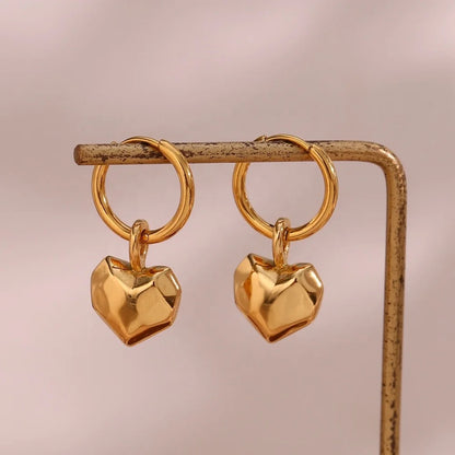 HEART ROUGH CUT HOOPS EARRINGS