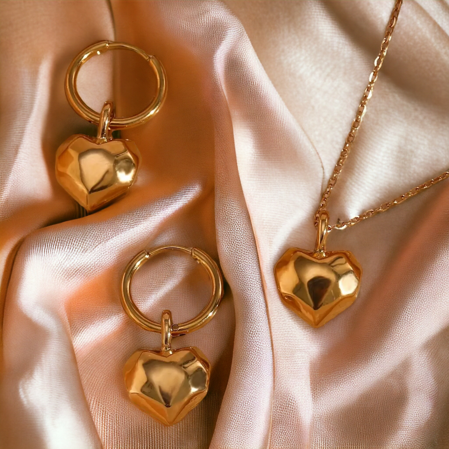 HEART ROUGH CUT HOOPS EARRINGS