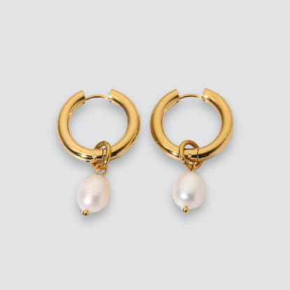 PEARL HOOPS EARRINGS