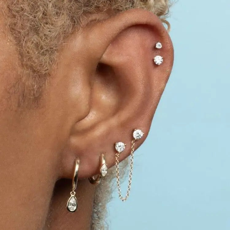 STONY DROP HOOP EARRINGS