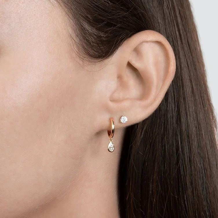 STONY DROP HOOP EARRINGS