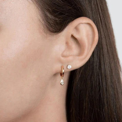 STONY DROP HOOP EARRINGS