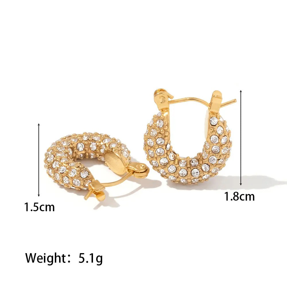 U STONY HOOPS EARRINGS